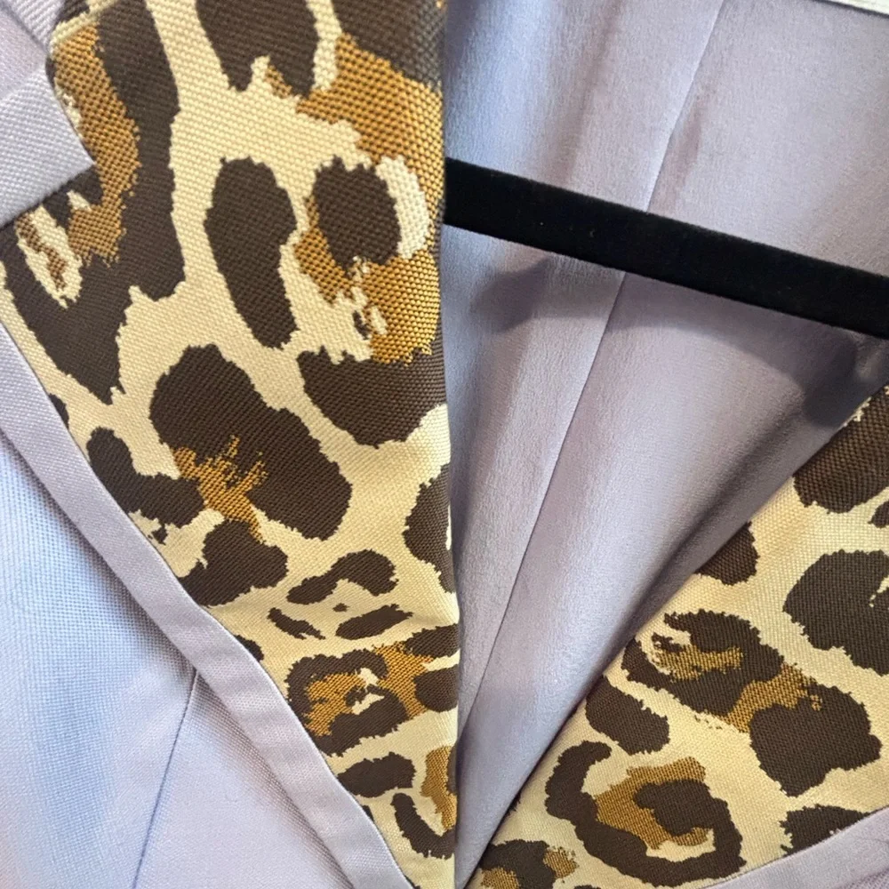 Dior Lilac Blazer with Leopard Print Lapel